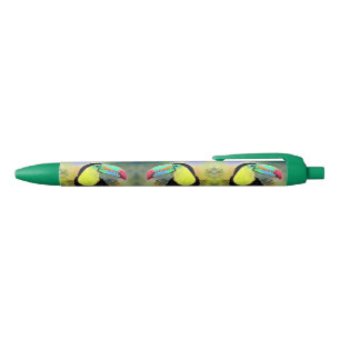 Exotic Tropical Toco Toucan Bird - Painting Migned Blue Ink Pen