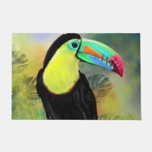 Exotic Tropical Toco Toucan Bird - Painting Migned Doormat