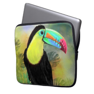 Exotic Tropical Toco Toucan Bird - Painting Migned Laptop Sleeve
