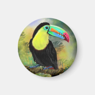 Exotic Tropical Toco Toucan Bird - Painting Migned Magnet