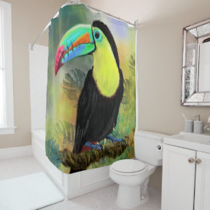 Exotic Tropical Toco Toucan Bird - Painting Shower Curtain