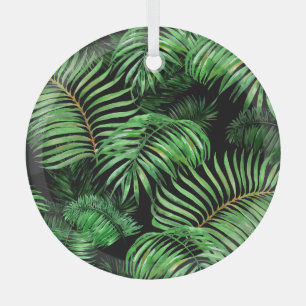 Exotic tropical, watercolor palm pattern. glass tree decoration