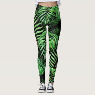 Exotic tropical, watercolor palm pattern. leggings