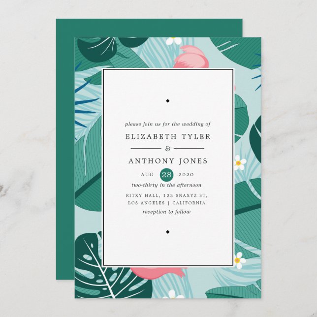 Exotic Tropical Wedding Invitation (Front/Back)