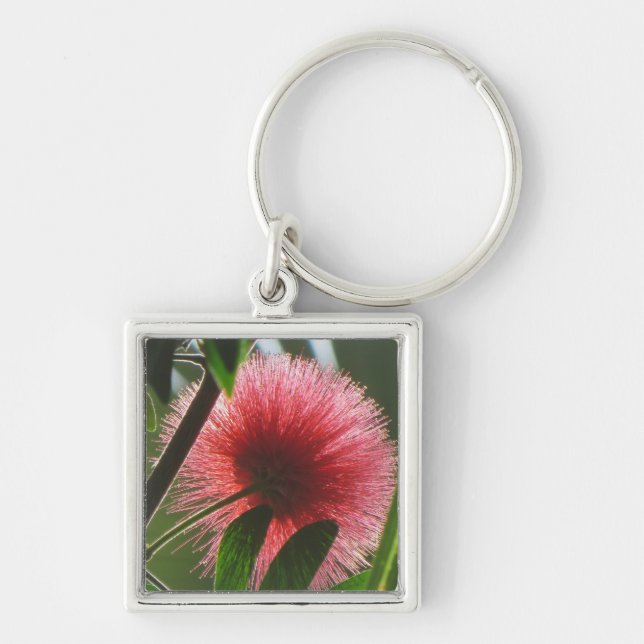 exotic unique red flower, macro photo-  key ring (Front)