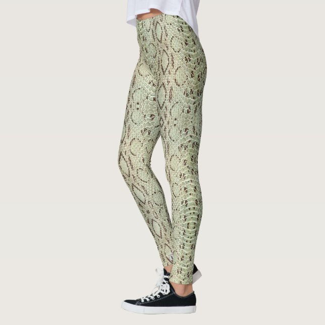 Exotic Vibrant Green Snakeskin Leggings (Left)