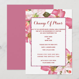 Exotic Watercolor Flowers Change Of Plan Invitation