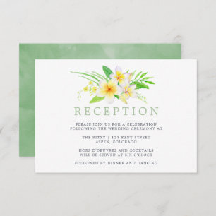 Exotic Watercolor Frangipani Wedding Reception Invitation