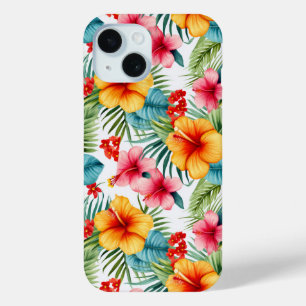 Exotic Watercolor Hawaiian Floral iPhone 15 Case