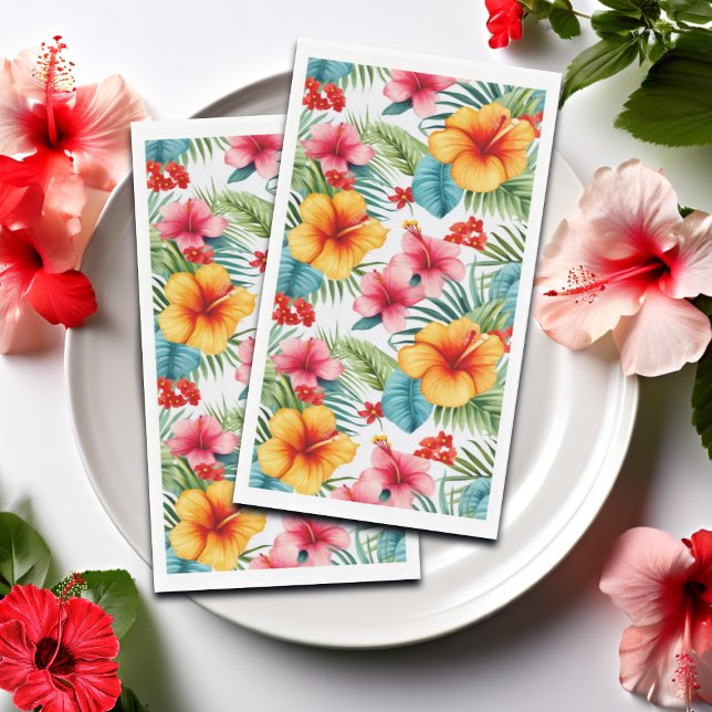 Exotic Watercolor Hawaiian Floral  Napkin (Creator Uploaded)