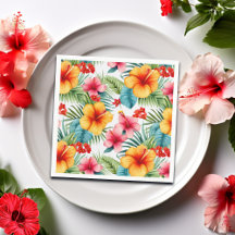 Exotic Watercolor Hawaiian Floral 
