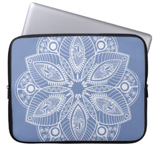 Exotic White Mandala on Beige Background Laptop Sleeve