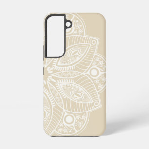 Exotic White Mandala on Beige Background Samsung Galaxy Case
