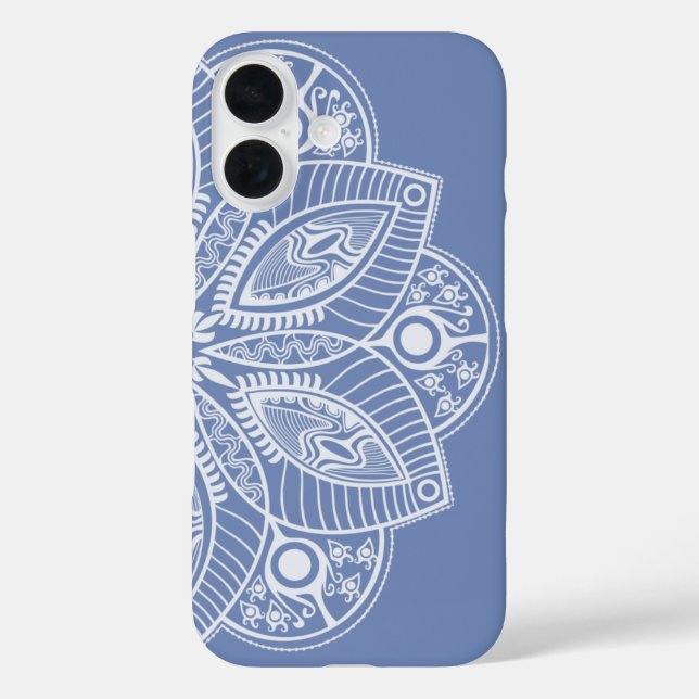 Exotic White Mandala on Blue Background Case-Mate iPhone Case (Back)