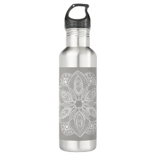 Exotic White Mandala on Grey Background 710 Ml Water Bottle
