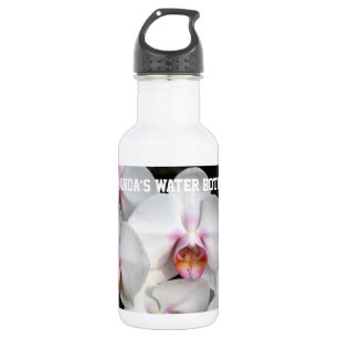 Exotic white orchid flower. Floral photography. 532 Ml Water Bottle