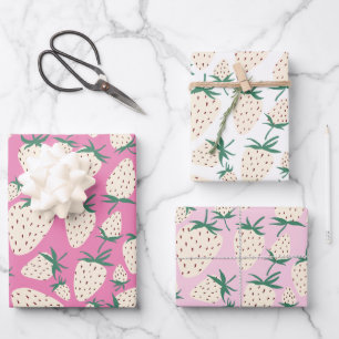 Exotic White Strawberries Sweet Colourful Fruit Wrapping Paper Sheet
