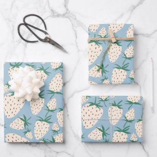 Exotic White Strawberries Sweet Colourful Fruit Wrapping Paper Sheet