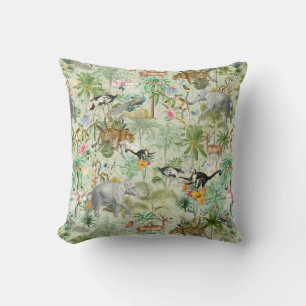 Exotic Wild Animals Jungle Fantasy  Throw Pillow