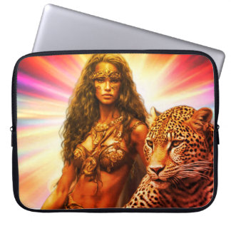 Exotic Woman in Brown Leather Bikini on a  Laptop Sleeve