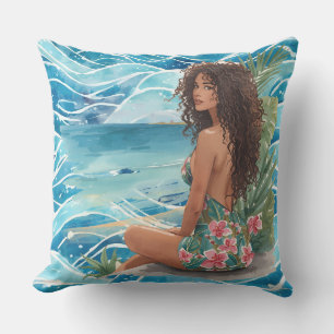 Exotic Women and Tropical Beach Paradise Cushion
