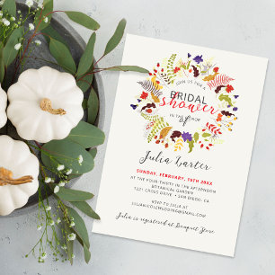 Exotic Woodland Wildflower Wreath Bridal Shower Invitation