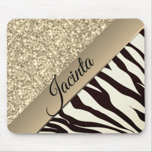 Exotic Zebra Gold Glam Mouse Pad