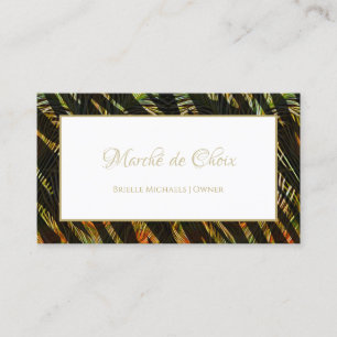 Exotic Zebra Print Peacock Feathers Boutique Business Card
