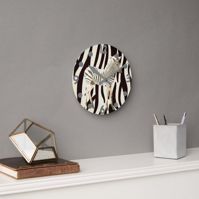 Exotic zebra round clock (Office)