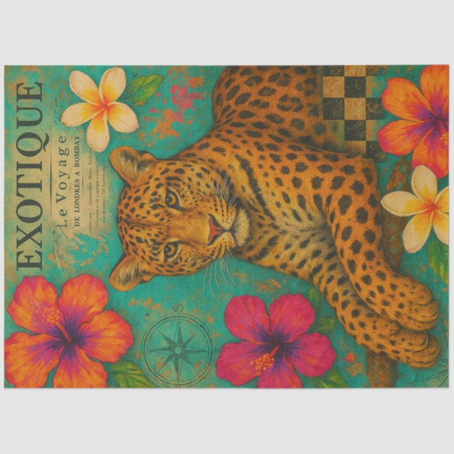 Exotique Leopard Decoupage Paper – Tropical Jungle (Front)
