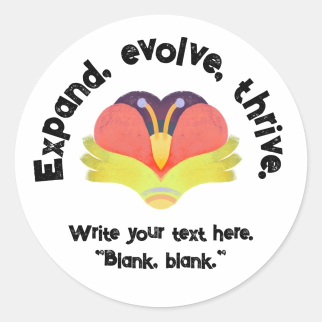 Expand, evolve, thrive with a flower classic round sticker (Front)
