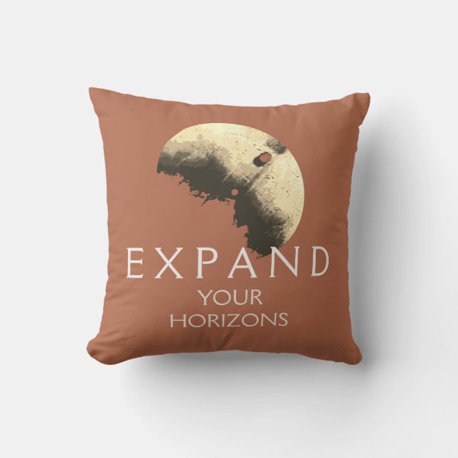 "Expand Your Horizons" Rust Orange Inspirational Cushion (Front)