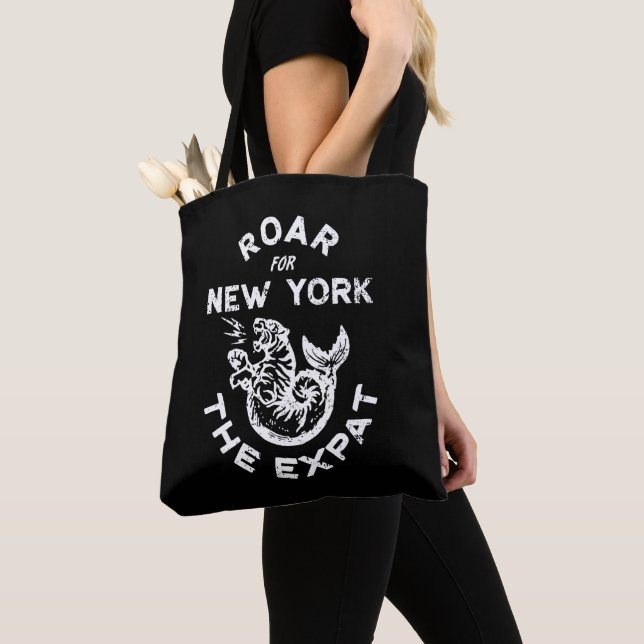 Expat Roar for New York (Black) Tote Bag (Close Up)