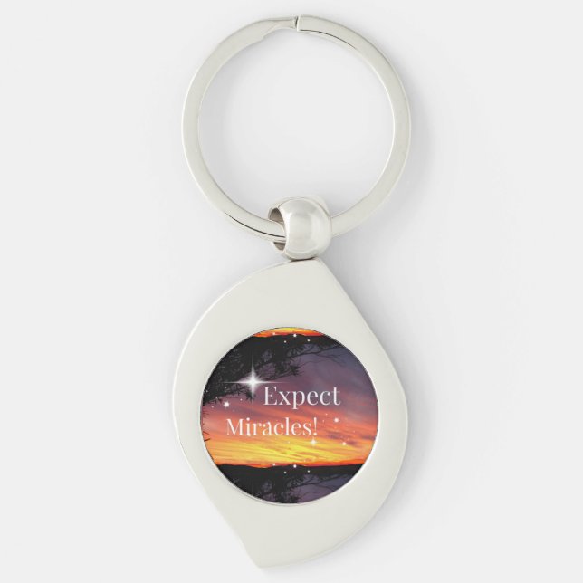 Expect Miracles Sparkle Sunset Get Well Soon Name Key Ring (Front)