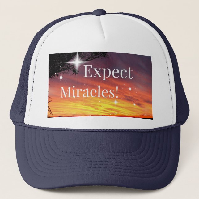 Expect Miracles Sparkle Sunset Get Well Soon Name Trucker Hat (Front)