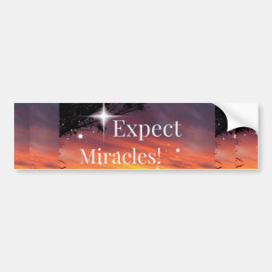 Expect Miracles Sparkle Sunset Inspirational Quote Bumper Sticker
