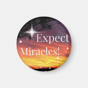 Expect Miracles Sparkle Sunset Inspirational Quote Magnet