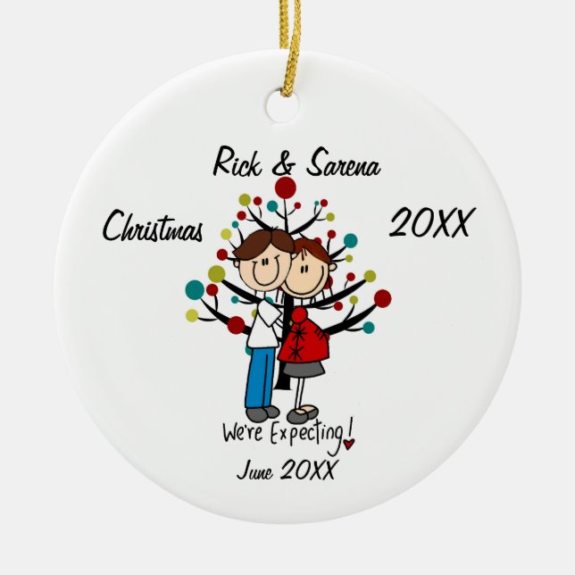 Expectant Couple Holiday Ornament (Front)