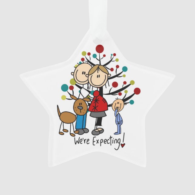 Expectant Couple Toddler Boy Acrylic Ornament (Front)