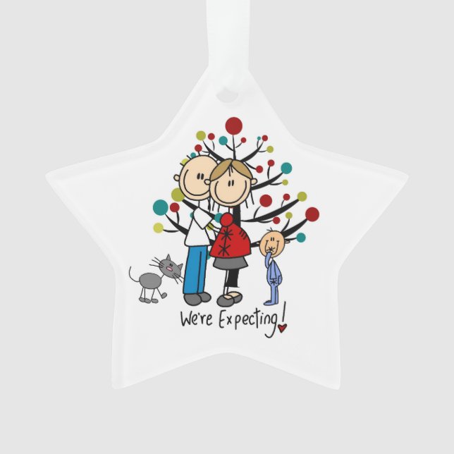 Expectant Couple Toddler Boy Acrylic Ornament (Front)