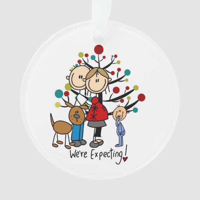 Expectant Couple Toddler Boy Acrylic Ornament (Front)
