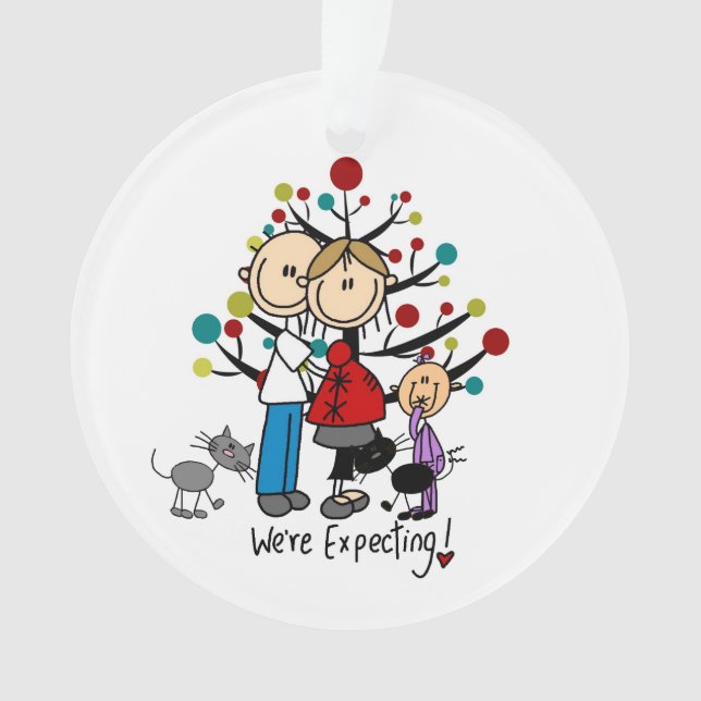 Expectant Couple Toddler Girl Acrylic Ornament (Front)