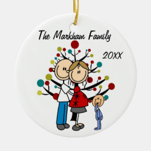 Expectant Couple With Boy Custom Holiday Ornament