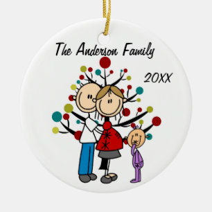 Expectant Couple With Girl Custom Holiday Ornament