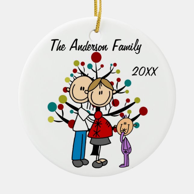 Expectant Couple With Girl Custom Holiday Ornament (Front)