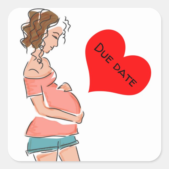 Expectant Due Date Square Sticker (Front)