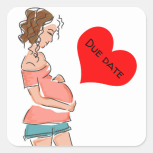 Expectant Due Date Square Sticker