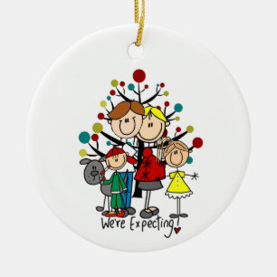 Expectant Family Gray Dog Ceramic Ornament