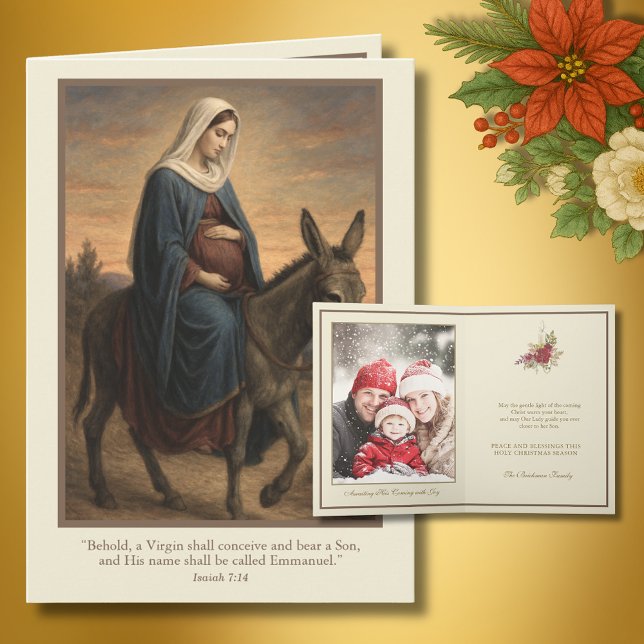 Expectant Mary Christmas Blessings with Isaiah 7:1 Holiday Card (Creator Uploaded)
