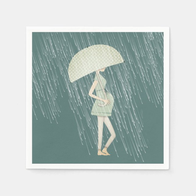 Expectant Mum with Umbrella  Napkin (Front)